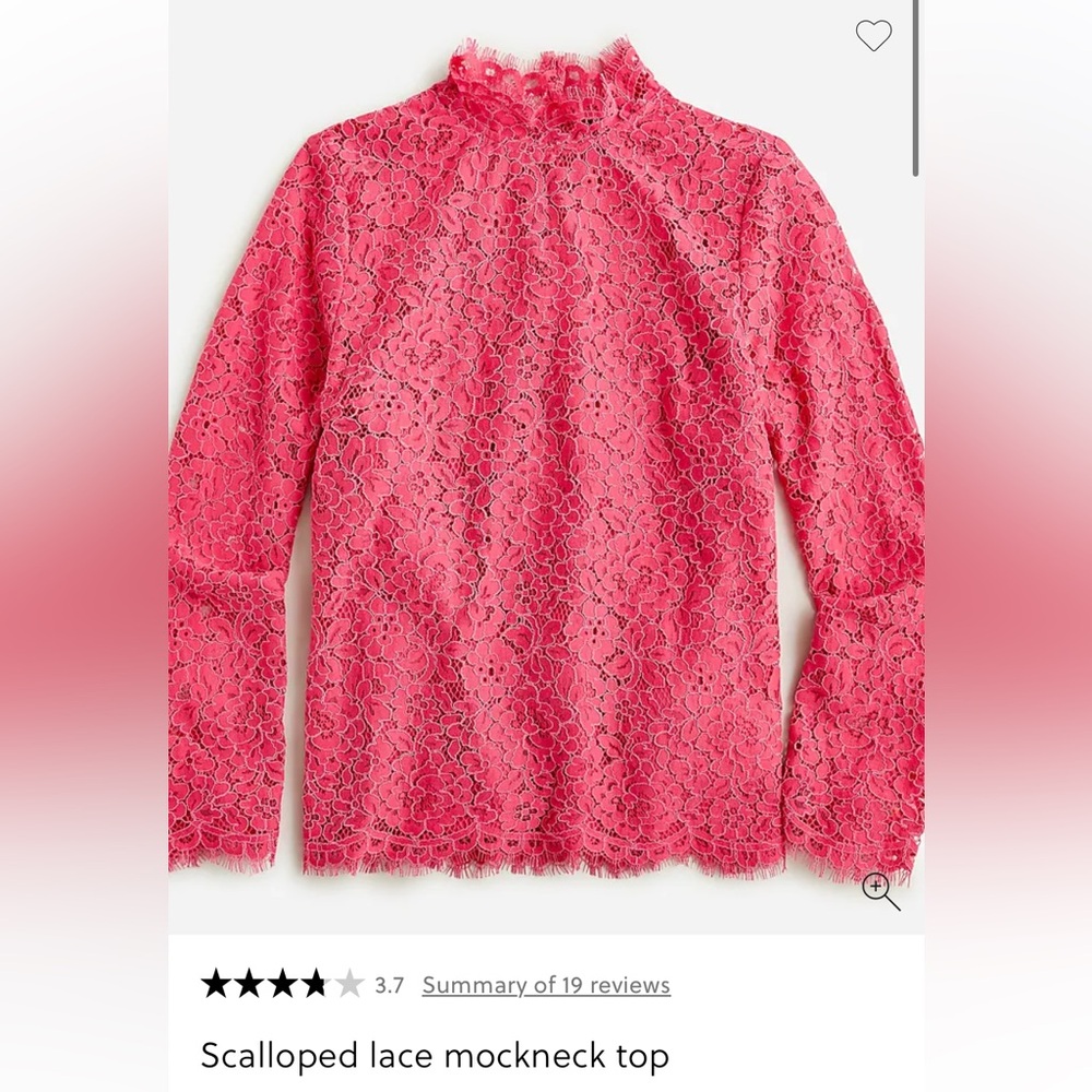 J crew scallop lace mock neck top